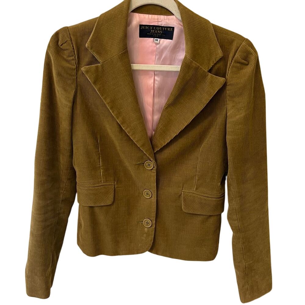 Y2K Juicy Couture Brown Green Corduroy Blazer Size Medium casual office siren